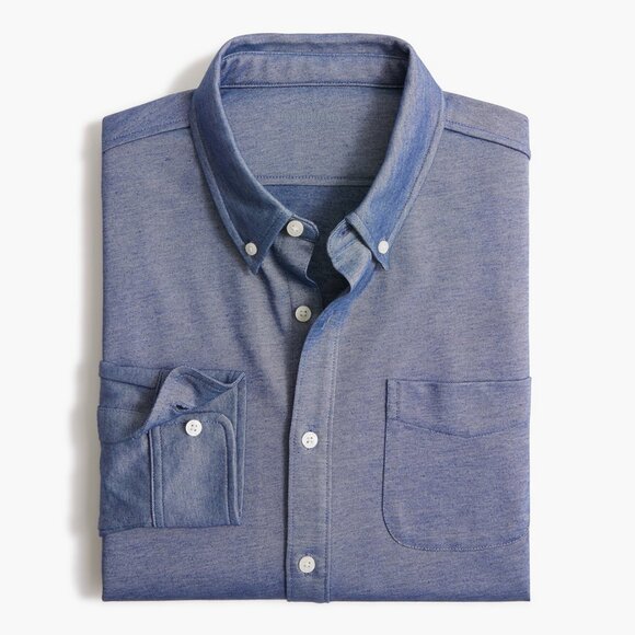 J. Crew Factory Sz. XXL Dusty Twilight Performance Knit Oxford Shirt Preppy Work - Picture 1 of 16